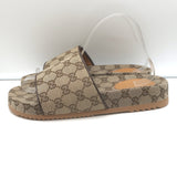 Gucci GG Supreme Slide Sandals Beige Monogram Canvas Size 7