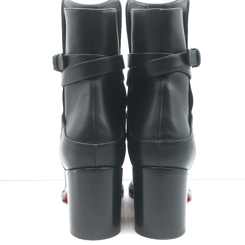 Christian Louboutin Karistrap Ankle Boots Black Leather Size 38.5