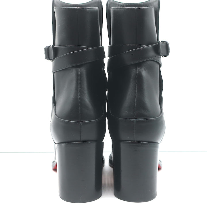 Christian Louboutin Karistrap Ankle Boots Black Leather Size 38.5