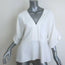 Chloe V-Neck Blouse Milk Crepe Size 40 Short Sleeve Top