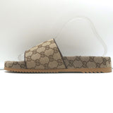 Gucci GG Supreme Slide Sandals Beige Monogram Canvas Size 7