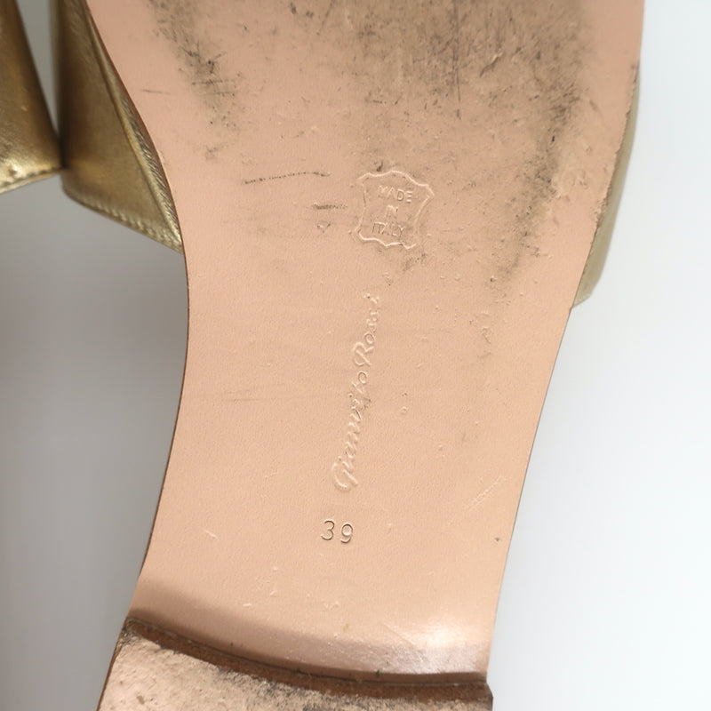 Gianvito Rossi Metallic Leather Slide Sandals Gold Size 39