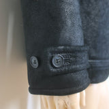 Theory Shearling-Lined Hooded Duffle Coat Black Sheepskin Size Medium
