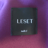 LESET Bobbi Crop Jacket Aubergine Heavyweight Satin Size Small