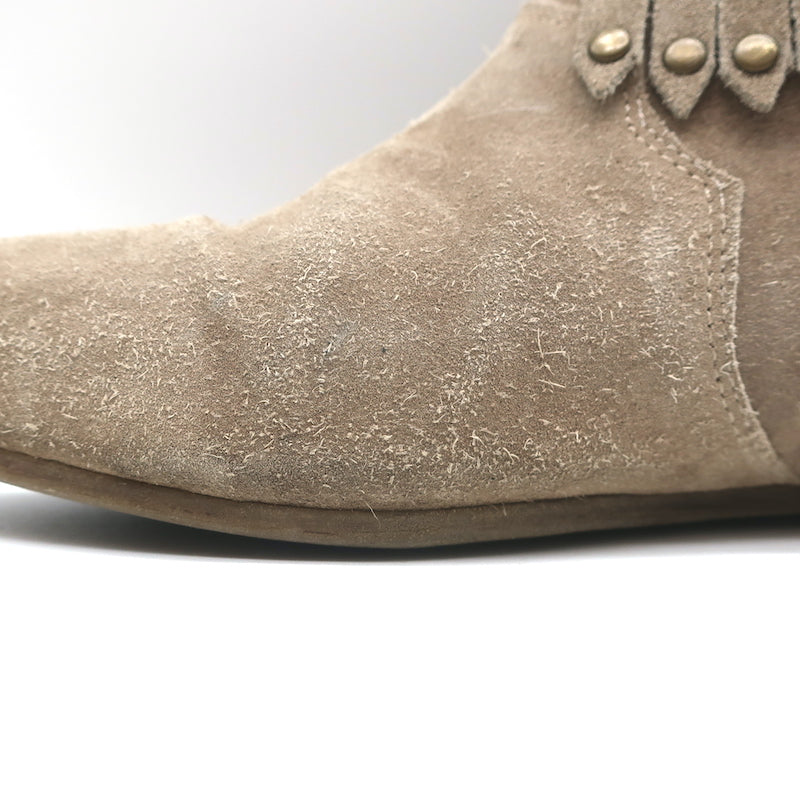 ANINE BING Fringe Moccasin Boots Beige Suede Size 40 Flat Ankle Boots