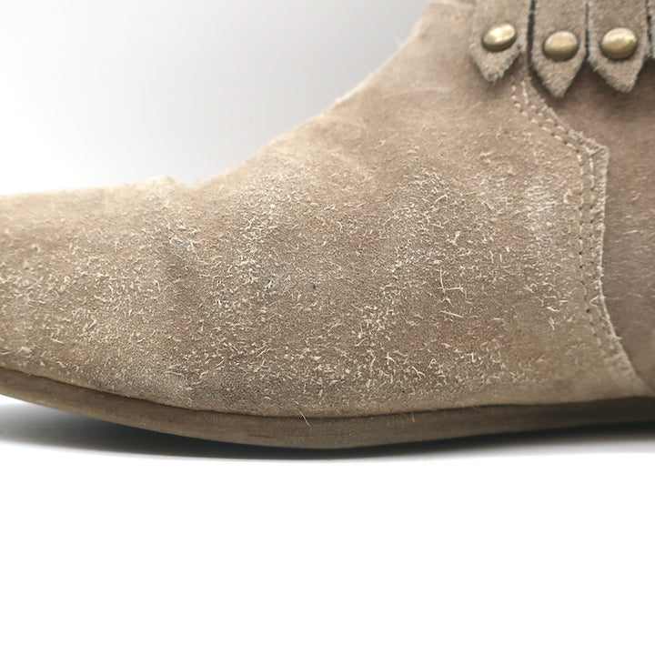 ANINE BING Fringe Moccasin Boots Beige Suede Size 40 Flat Ankle Boots