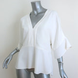 Chloe V-Neck Blouse Milk Crepe Size 40 Short Sleeve Top