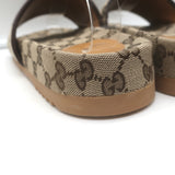 Gucci GG Supreme Slide Sandals Beige Monogram Canvas Size 7