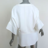 Chloe V-Neck Blouse Milk Crepe Size 40 Short Sleeve Top