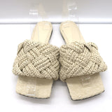 Bottega Veneta Lido Flat Slide Sandals Ecru Intrecciato Raffia Size 39