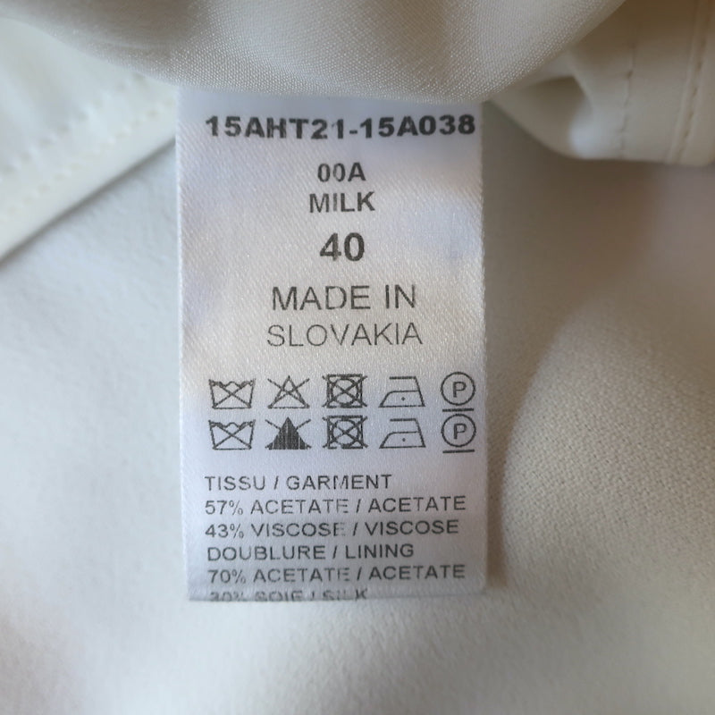 Chloe V-Neck Blouse Milk Crepe Size 40 Short Sleeve Top