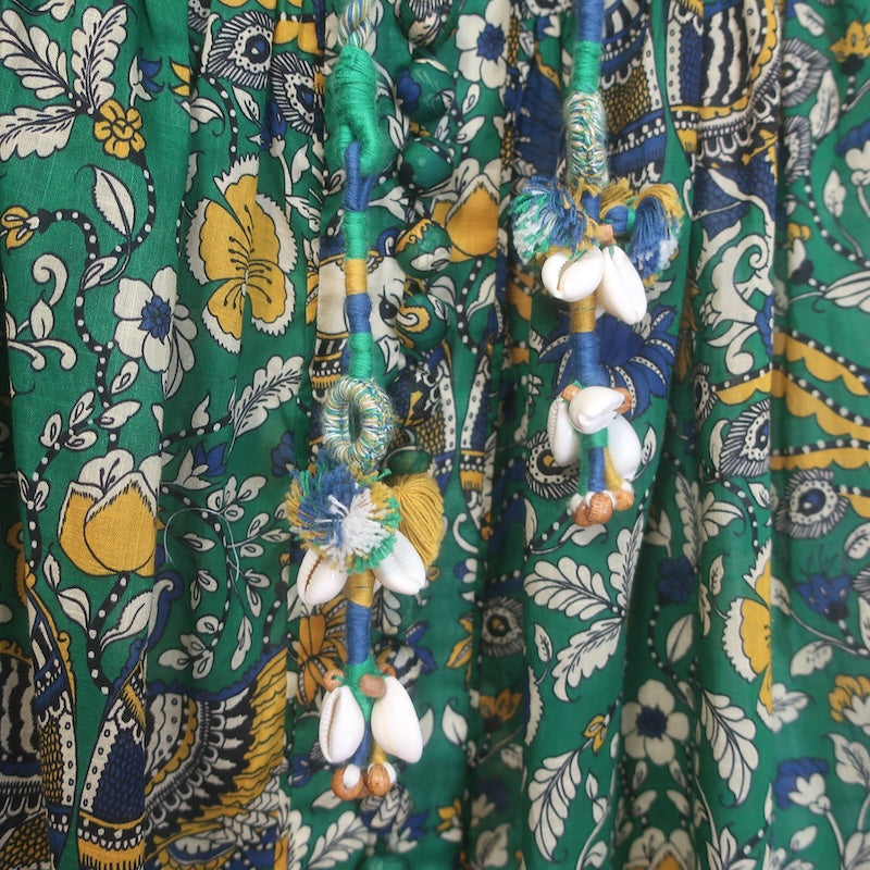 Zimmermann Edie Balloon-Sleeve Belted Maxi Dress Green Peacock Print Size 1
