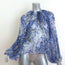 Giambattista Valli Blouse Blue Printed Silk Chiffon Size 40 Long Sleeve Top