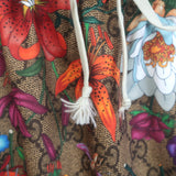 Gucci GG Flora Print Jersey Midi Skirt Brown/Multicolor Size Small
