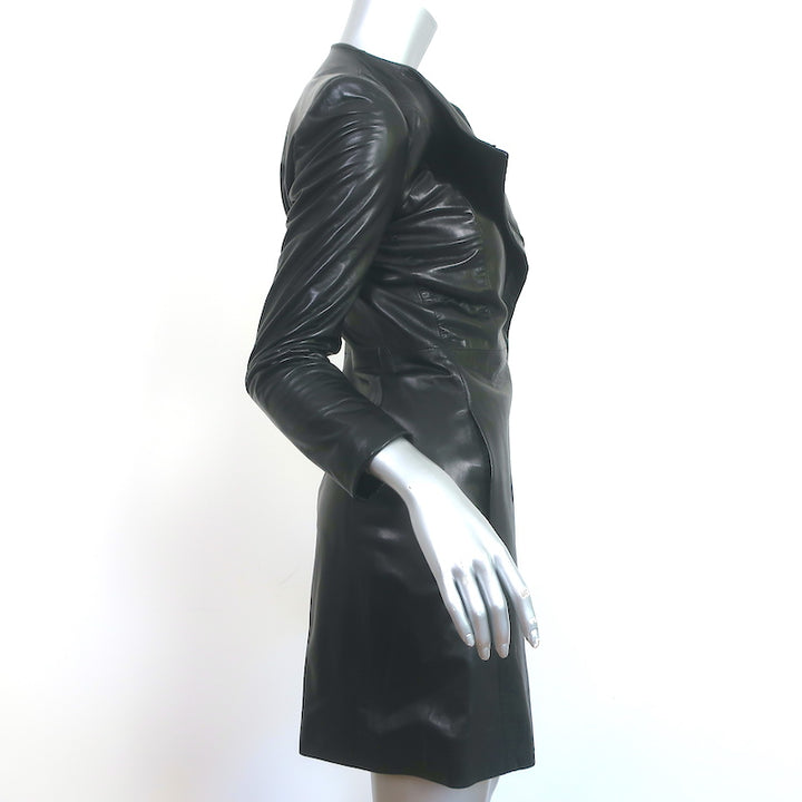 The Row Leather Zip-Front Jacket Black Size 4