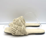 Bottega Veneta Lido Flat Slide Sandals Ecru Intrecciato Raffia Size 39