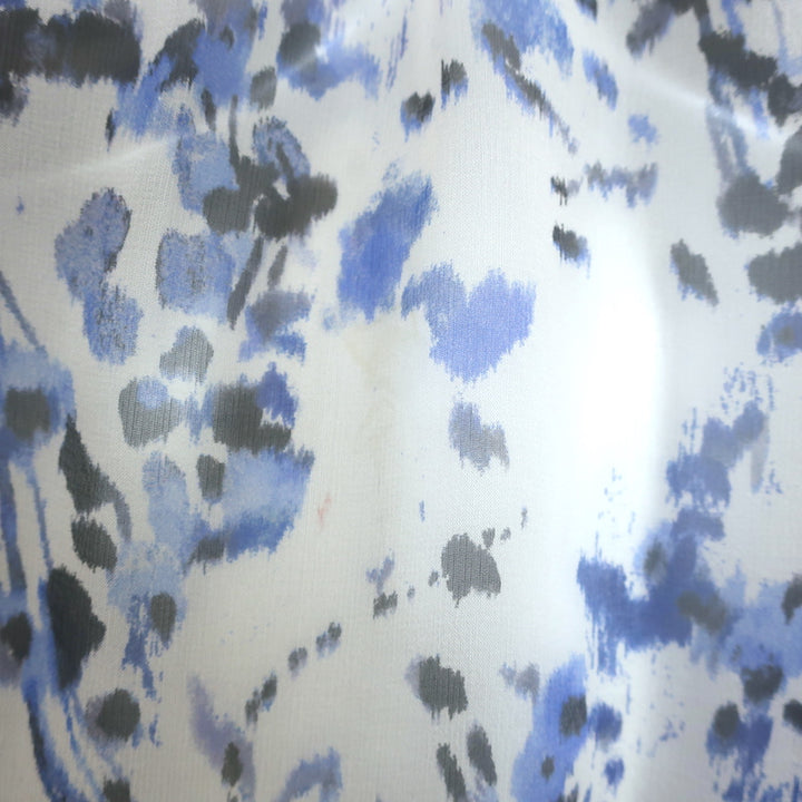 Giambattista Valli Blouse Blue Printed Silk Chiffon Size 40 Long Sleeve Top