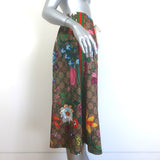 Gucci GG Flora Print Jersey Midi Skirt Brown/Multicolor Size Small