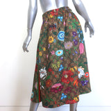 Gucci GG Flora Print Jersey Midi Skirt Brown/Multicolor Size Small