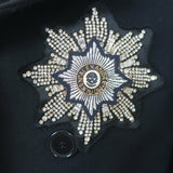 Alexander McQueen Embroidered Patch Peacoat Black Wool-Cashmere Size 50