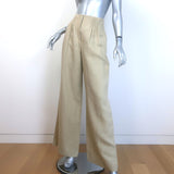 TWP Mini-Pleat High Rise Wide Leg Trousers Safari Beige Linen Size 4 NEW