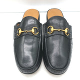 Gucci Open Roos Backless Horsebit Loafers Black Leather Size 7.5 NEW