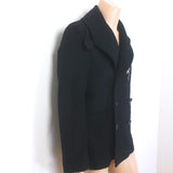 Alexander McQueen Embroidered Patch Peacoat Black Wool-Cashmere Size 50