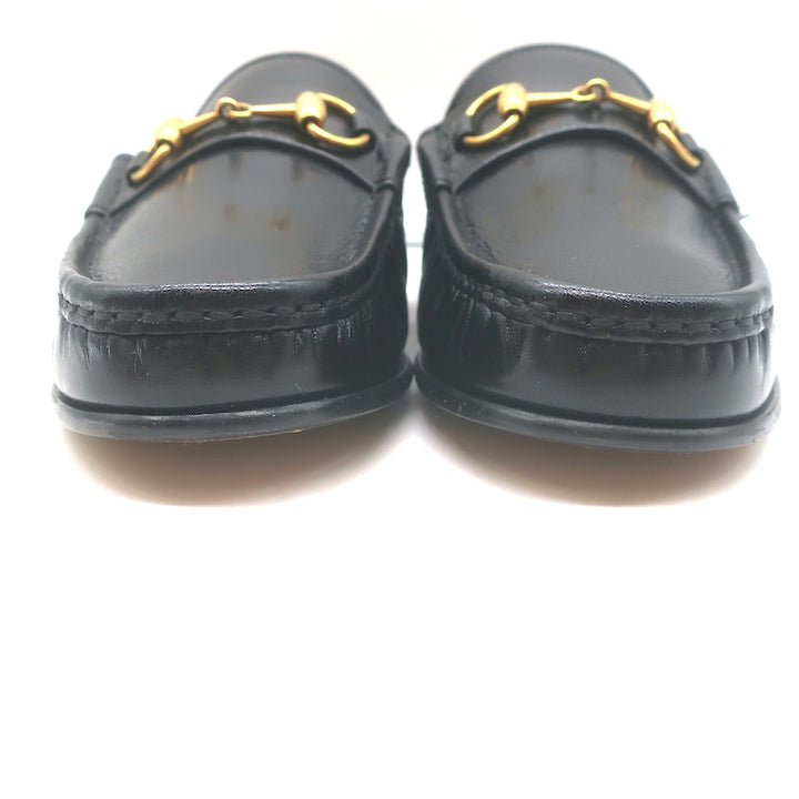 Gucci Open Roos Backless Horsebit Loafers Black Leather Size 7.5 NEW