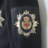 Alexander McQueen Embroidered Patch Peacoat Black Wool-Cashmere Size 50