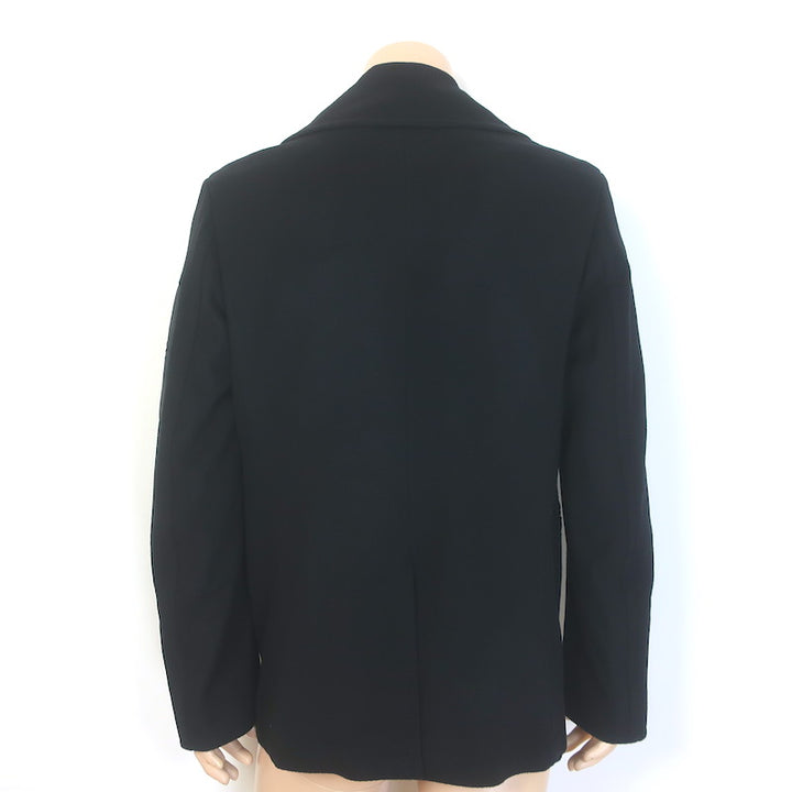 Alexander McQueen Embroidered Patch Peacoat Black Wool-Cashmere Size 50