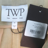 TWP Mini-Pleat High Rise Wide Leg Trousers Safari Beige Linen Size 4 NEW
