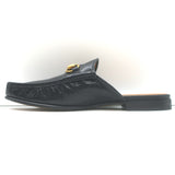 Gucci Open Roos Backless Horsebit Loafers Black Leather Size 7.5 NEW