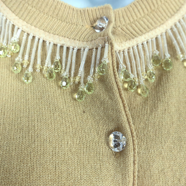 Marc Jacobs Beaded Cardigan Yellow Wool-Cashmere Size Small