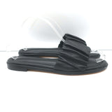 J.Crew Menorca Scrunchie-Strap Flat Slide Sandals Black Leather Size 9 NEW