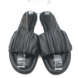 J.Crew Menorca Scrunchie-Strap Flat Slide Sandals Black Leather Size 9 NEW