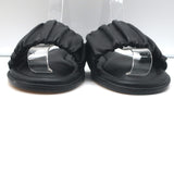 J.Crew Menorca Scrunchie-Strap Flat Slide Sandals Black Leather Size 9 NEW
