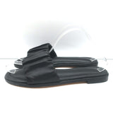 J.Crew Menorca Scrunchie-Strap Flat Slide Sandals Black Leather Size 9 NEW