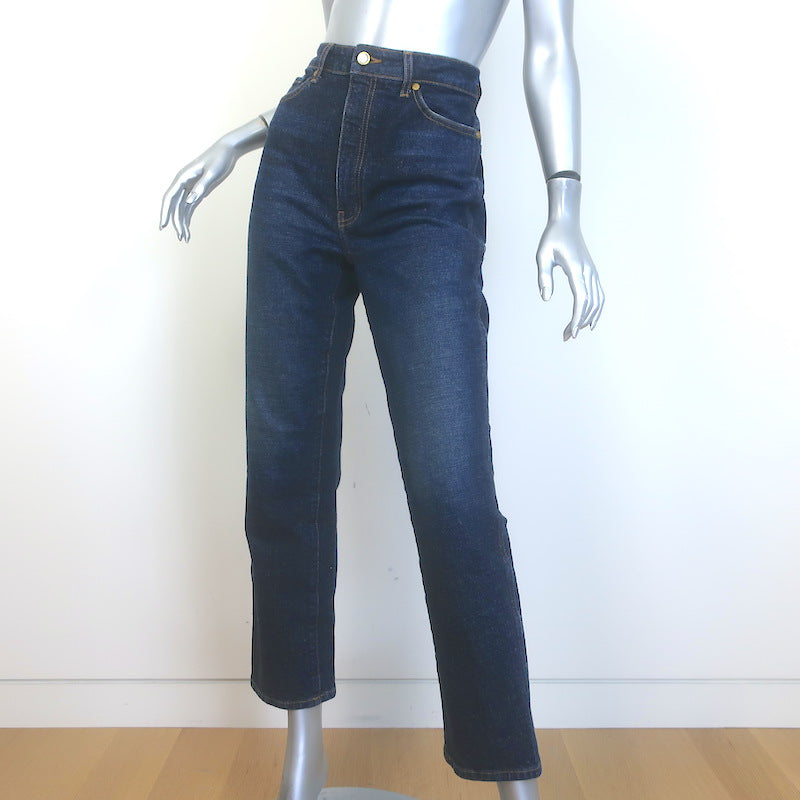 KHAITE Abigail Stretch Denim High Waist Jeans Lansing Dark Blue Size 27