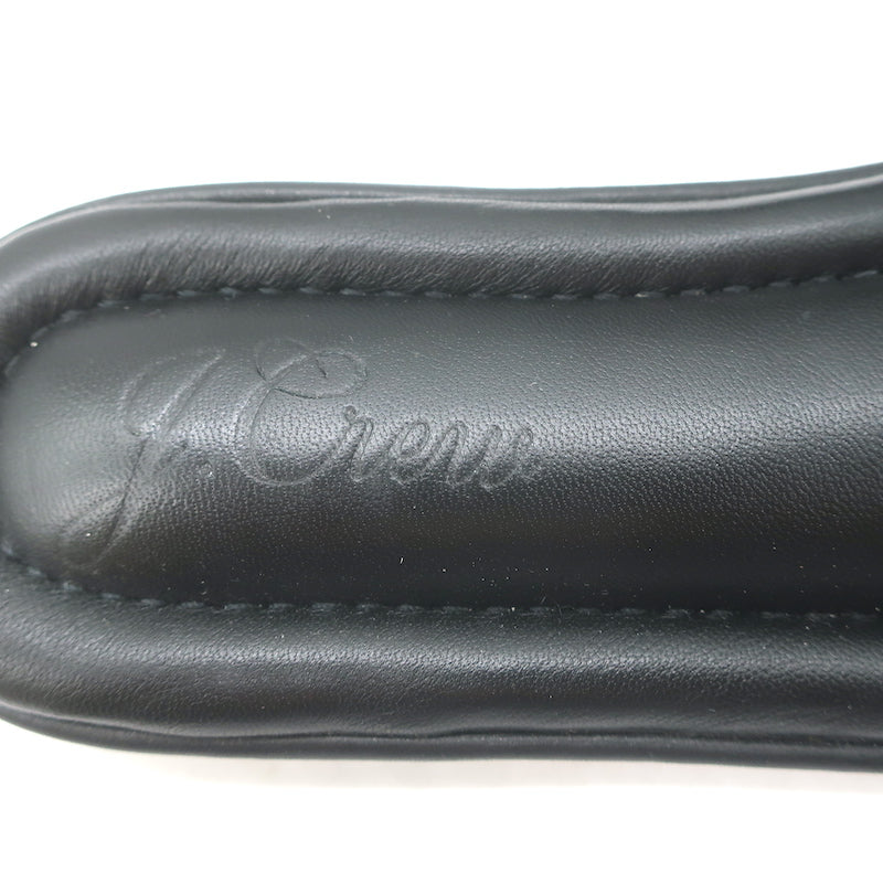 J.Crew Menorca Scrunchie-Strap Flat Slide Sandals Black Leather Size 9 NEW