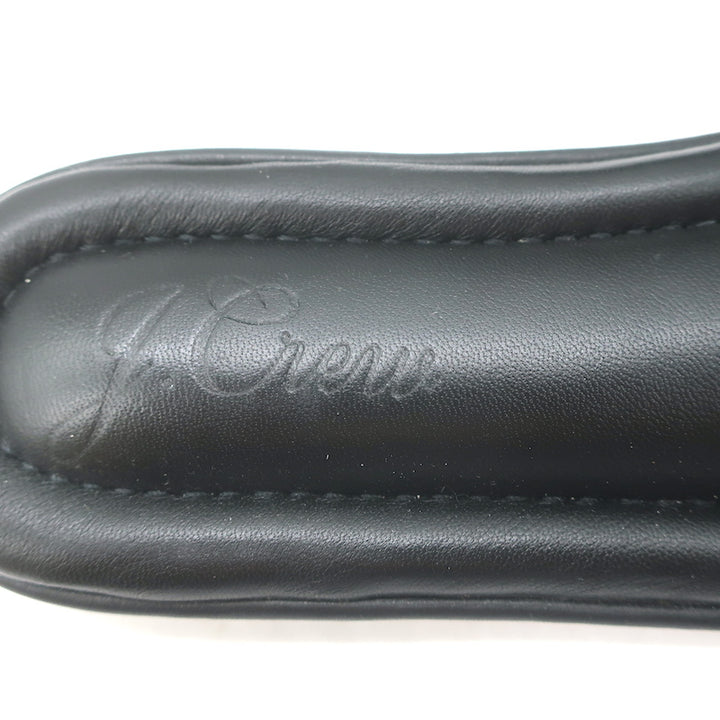 J.Crew Menorca Scrunchie-Strap Flat Slide Sandals Black Leather Size 9 NEW