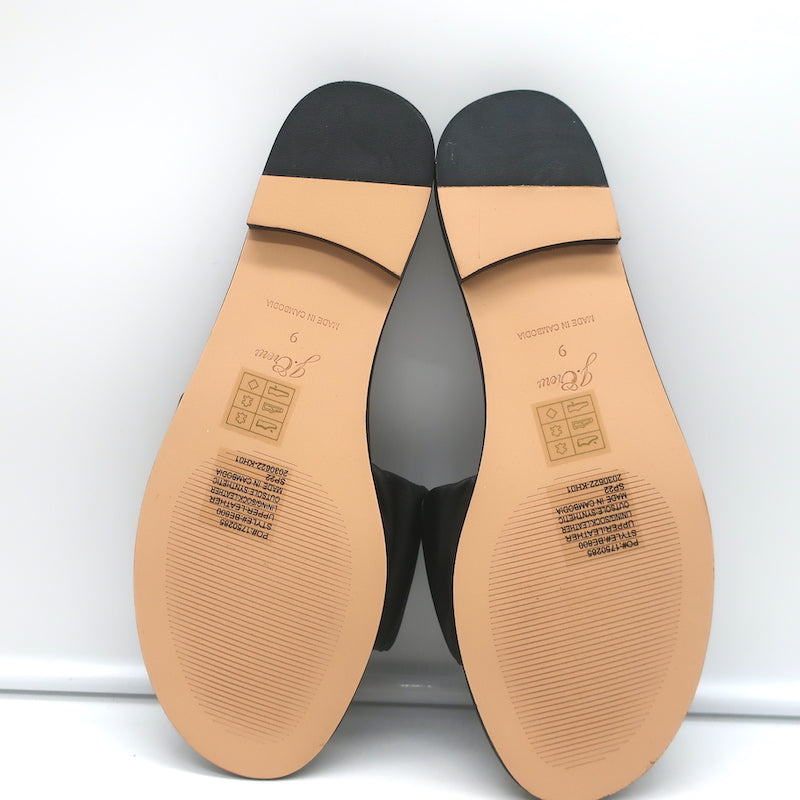 J.Crew Menorca Scrunchie-Strap Flat Slide Sandals Black Leather Size 9 NEW