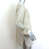 Gucci Half-Button Blouse Beige Semi-Sheer Cotton Size 40 Long Sleeve Tunic Top