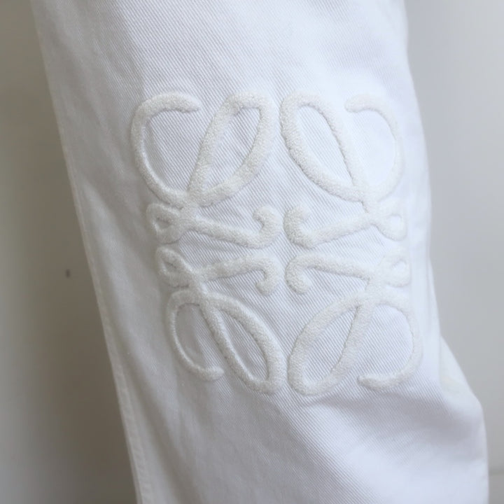Loewe Sz 34, tonal terry anagram embroidery on white denim