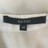 Gucci Half-Button Blouse Beige Semi-Sheer Cotton Size 40 Long Sleeve Tunic Top