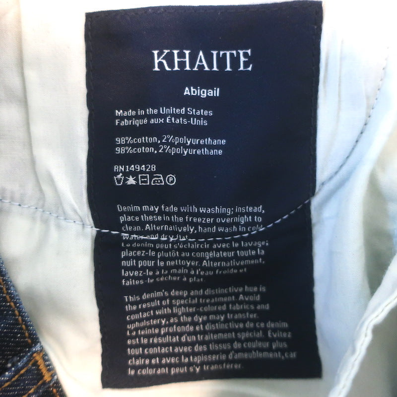 KHAITE Abigail Stretch Denim High Waist Jeans Lansing Dark Blue Size 27