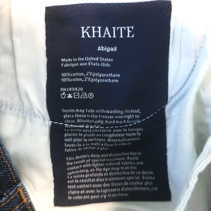 KHAITE Abigail Stretch Denim High Waist Jeans Lansing Dark Blue Size 27