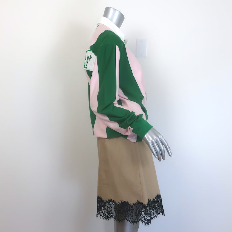 3.1 Phillip Lim Rugby Combo Lace-Trim Mini Dress Green/Blush Size Small NEW