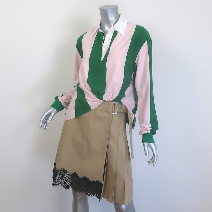 3.1 Phillip Lim Rugby Combo Lace-Trim Mini Dress Green/Blush Size Small NEW