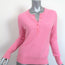 White + Warren Cashmere Henley Sweater Pink Waffle Knit Size Medium