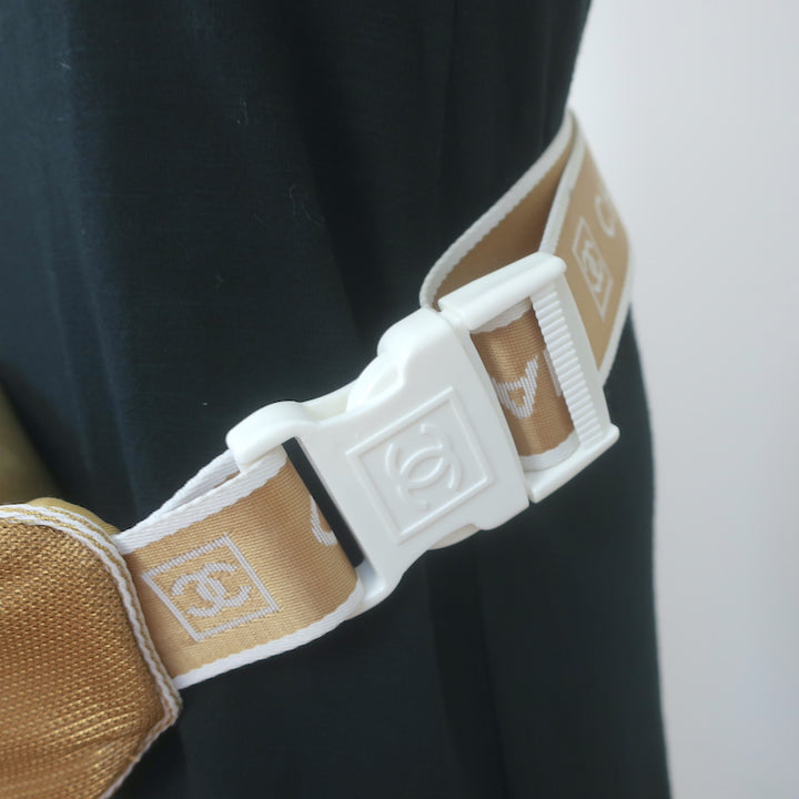 Chanel 2005 Sports Line CC Belt Bag Gold Fabric &amp; Mesh